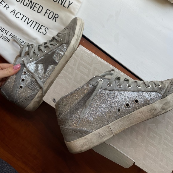 Silver sparkly Golden Goose Midstar sneakers - Picture 5 of 9